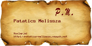 Patatics Melissza névjegykártya